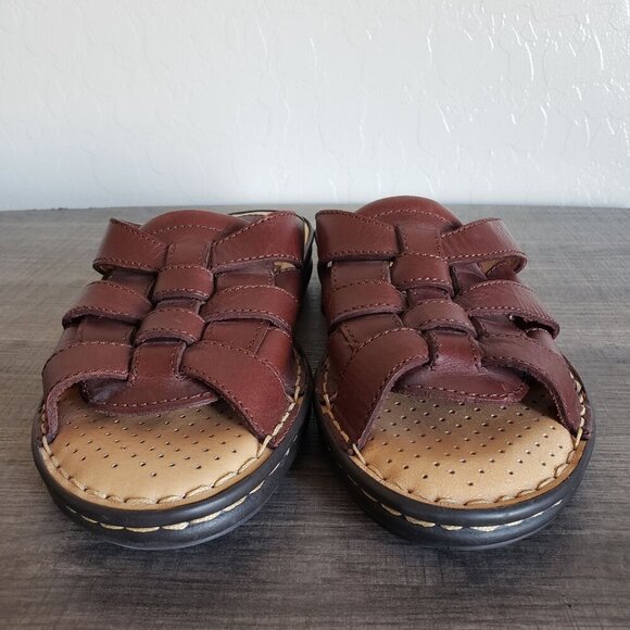 Born Leather Fisherman Slide Sandals Brown Size Women's 9 Comfort Slip-On - Picture 4 of 11